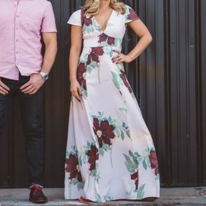 ASOS Pink/Cream and Burgundy Floral Maxi Dress